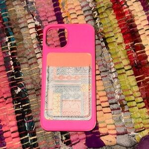 iPhone 12 plus hot pink case with wallet on back